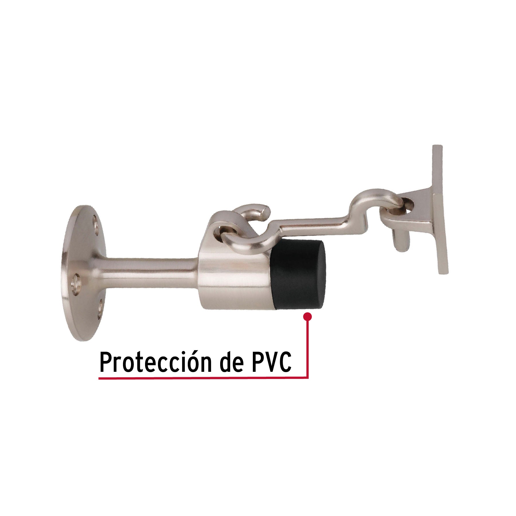 Tope metálico para puerta con gancho, Hermex