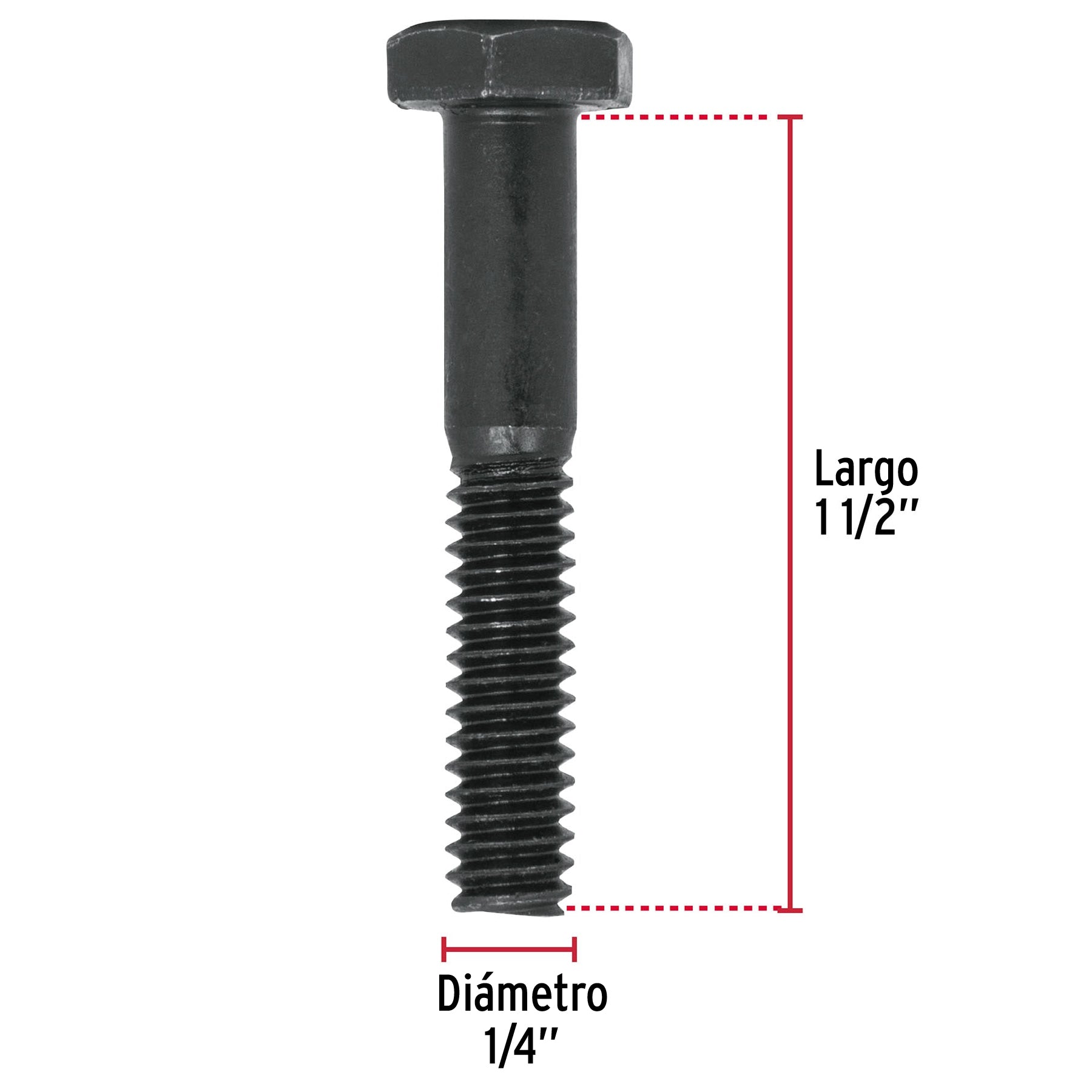 Bolsa con 80 tornillos 1/4" x 1-1/2" acero grado 5, Fiero