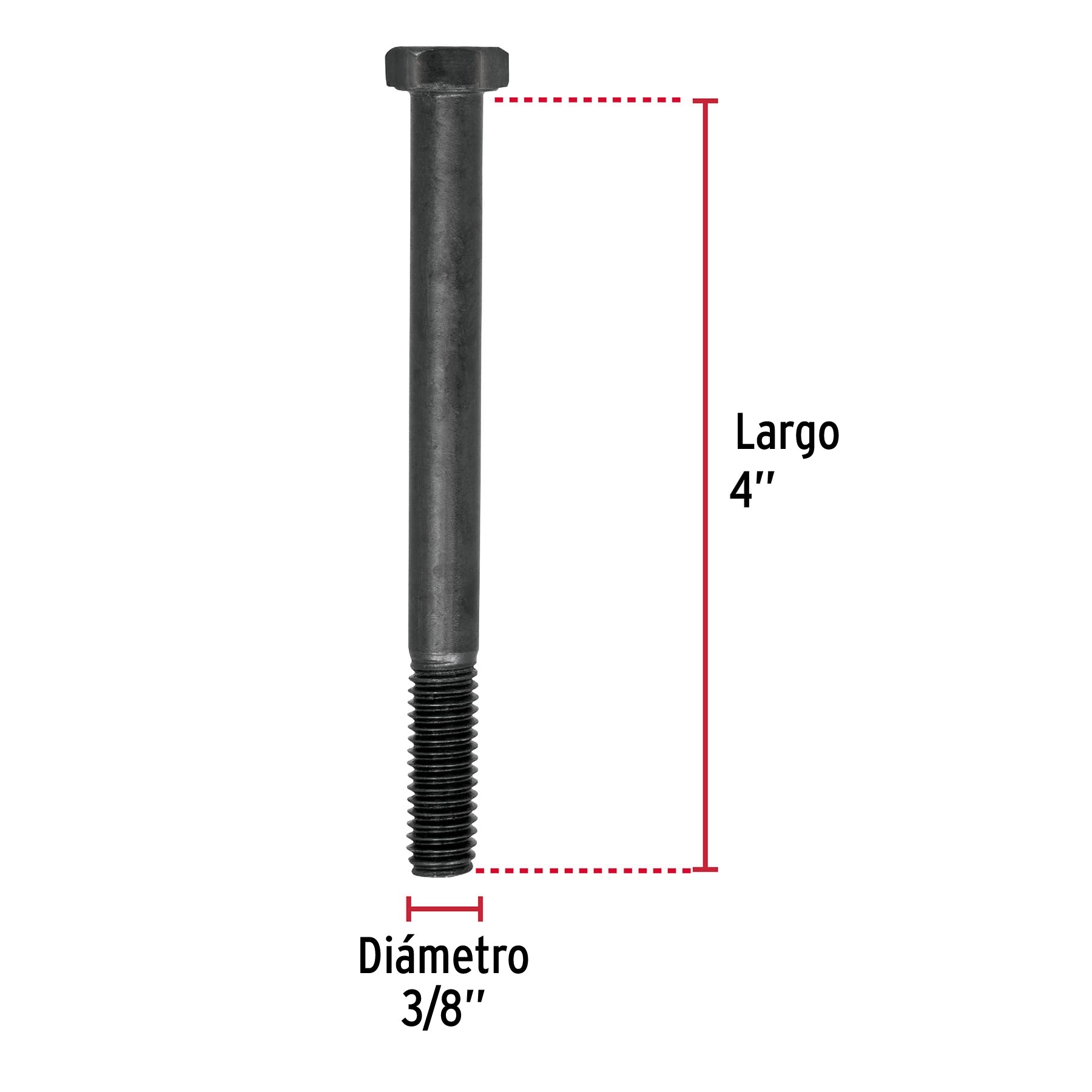 Bolsa con 30 tornillos 3/8" x 4" acero grado 5, Fiero
