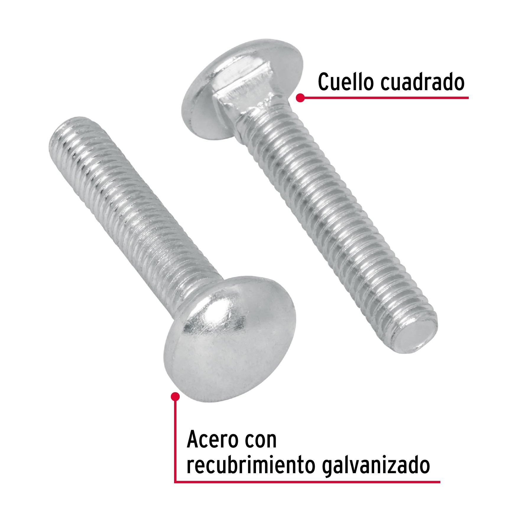 Bolsa con 100 tornillos 1/4" x 1-1/4" tipo coche, Fiero
