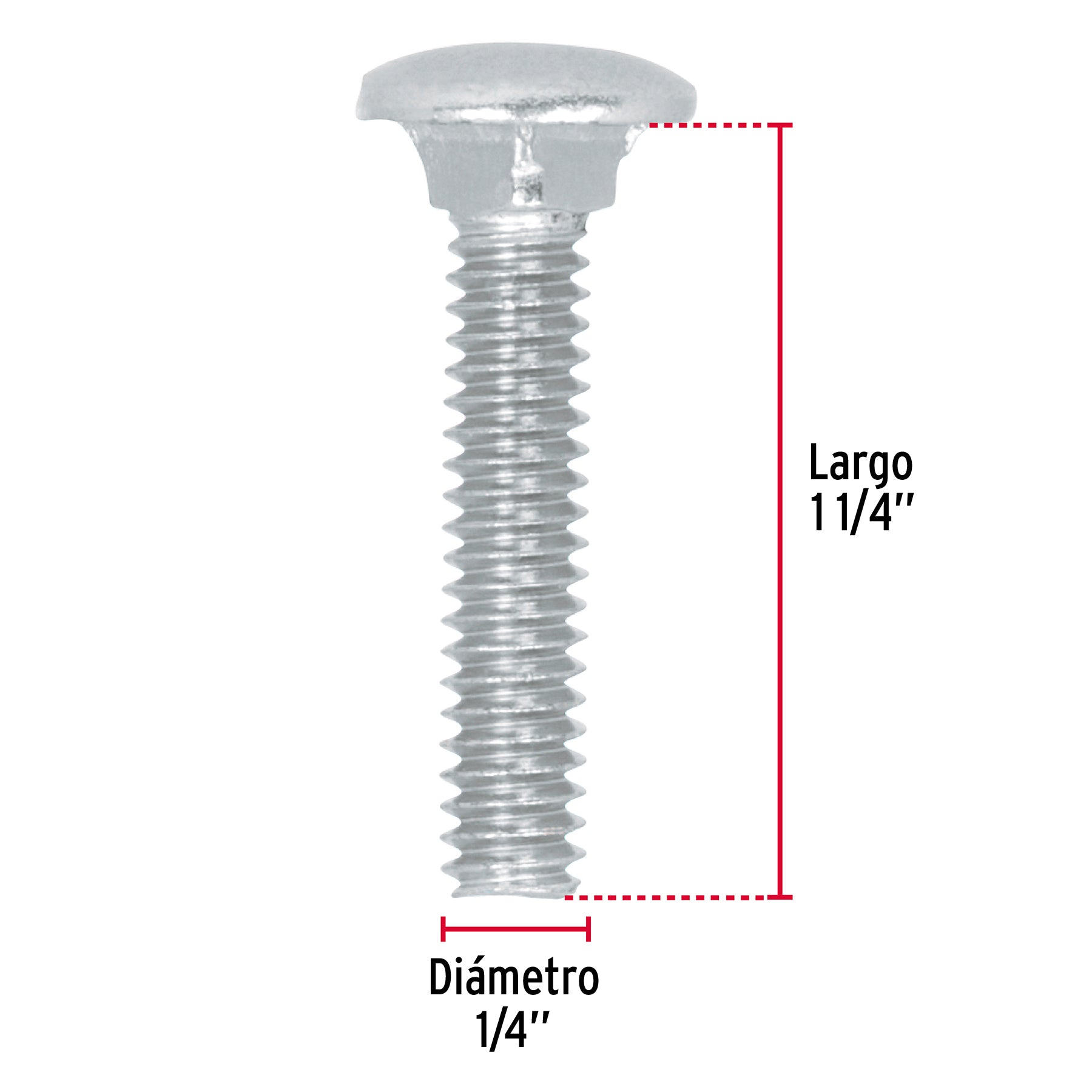 Bolsa con 100 tornillos 1/4" x 1-1/4" tipo coche, Fiero