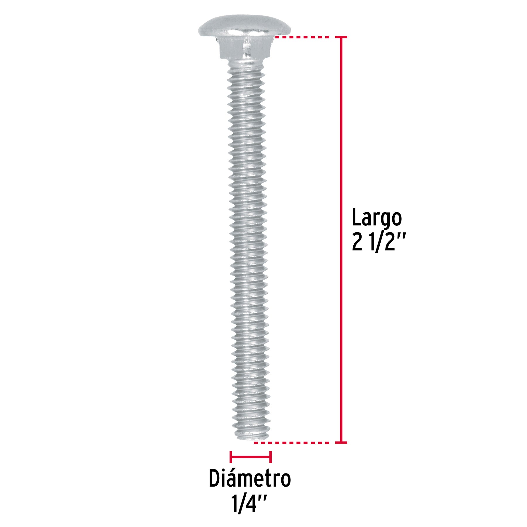 Bolsa con 50 tornillos 1/4" x 2-1/2" tipo coche, Fiero