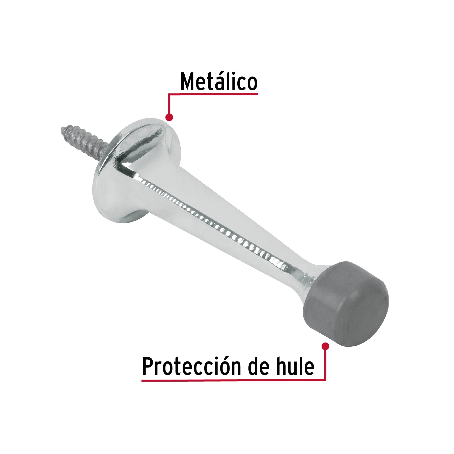 Tope recto para puerta, acabado cromo, Hermex