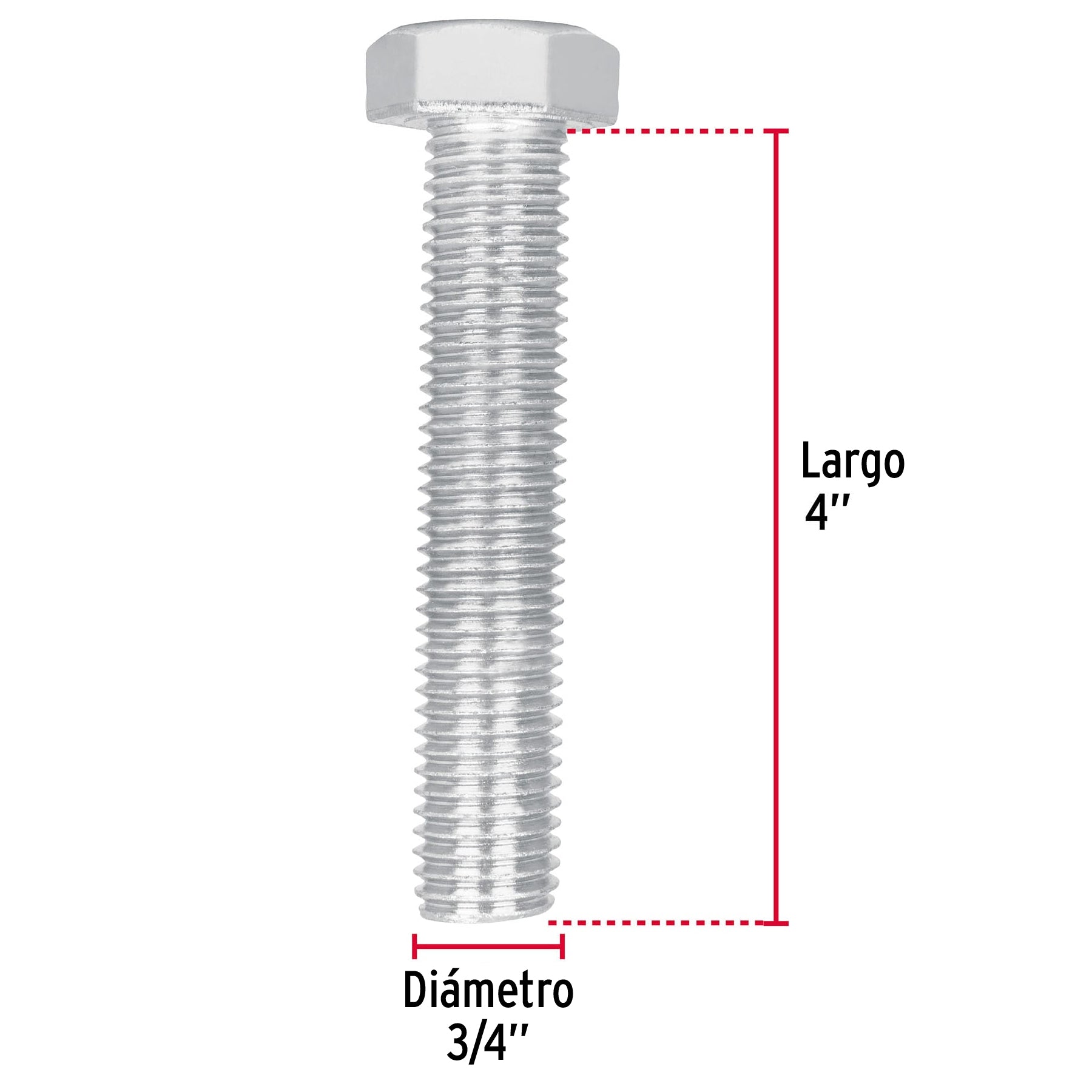 Bolsa con 4 tornillos 3/4" x 4" tipo máquina, Fiero