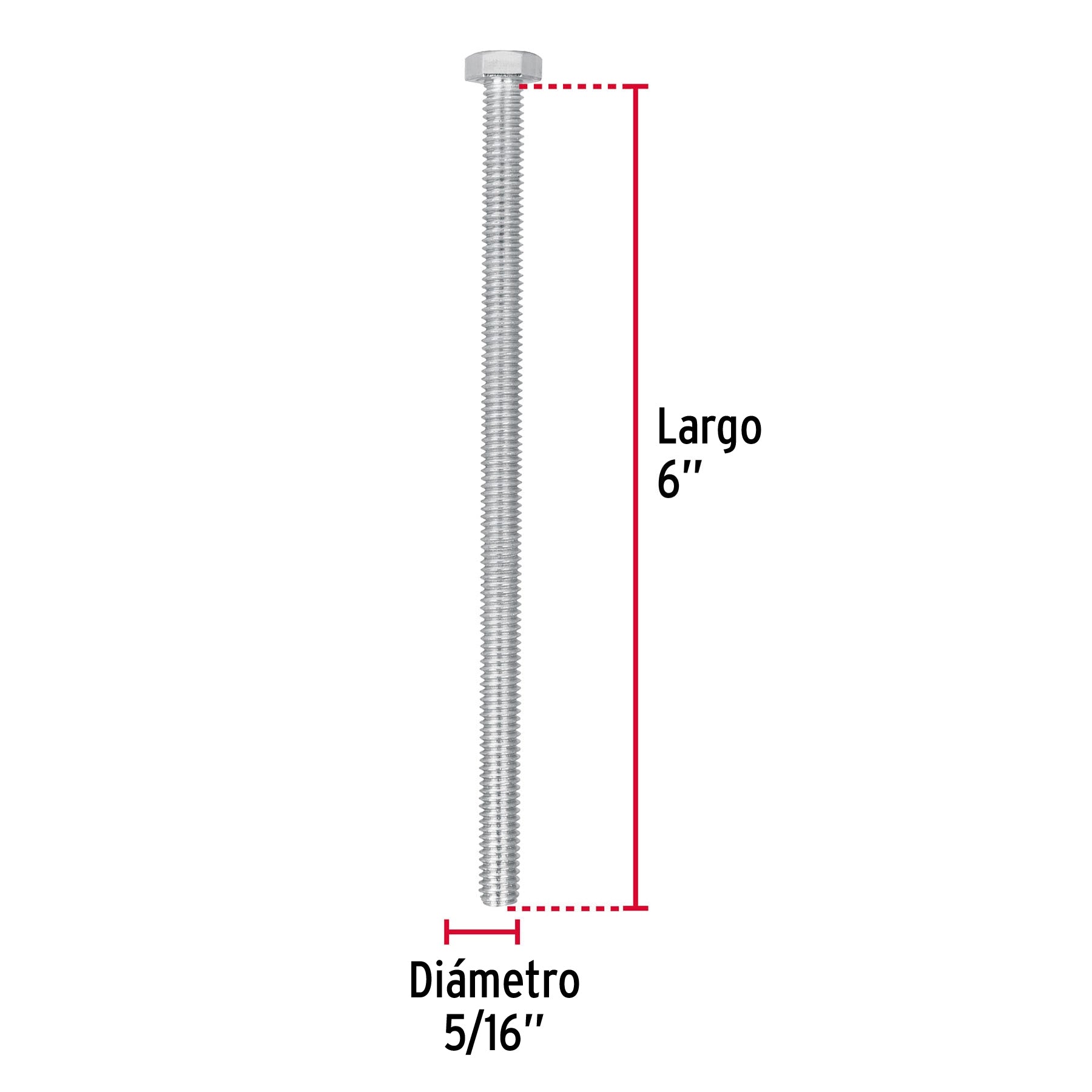 Bolsa con 30 tornillos 5/16" x 6" tipo máquina, Fiero