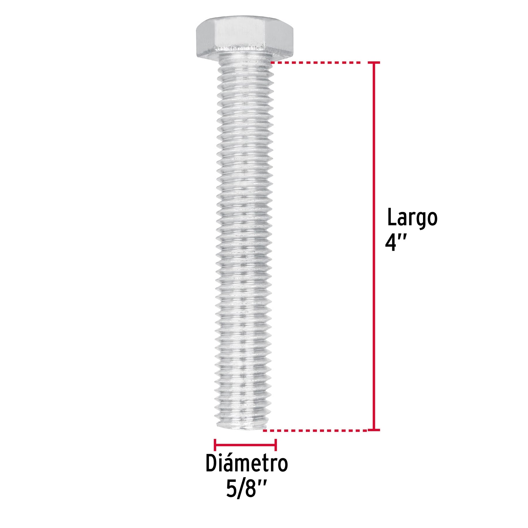 Bolsa con 8 tornillos 5/8" x 4" tipo máquina, Fiero