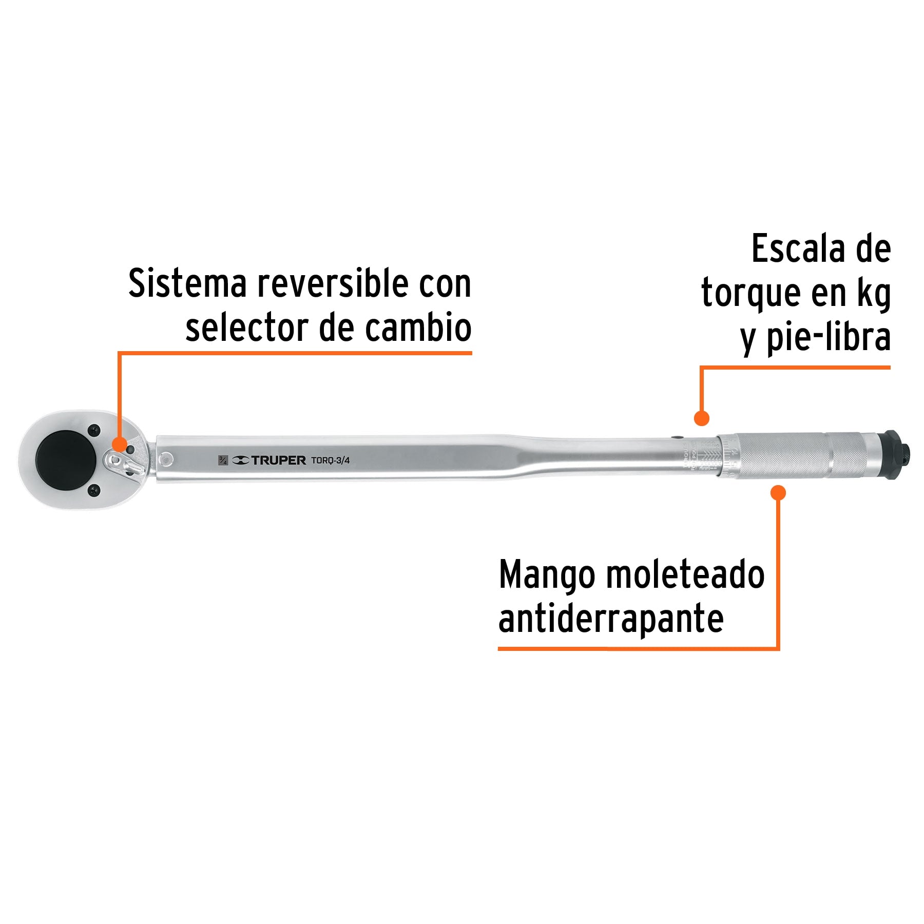 Torquímetro micrométrico, cuadro 3/4", Truper