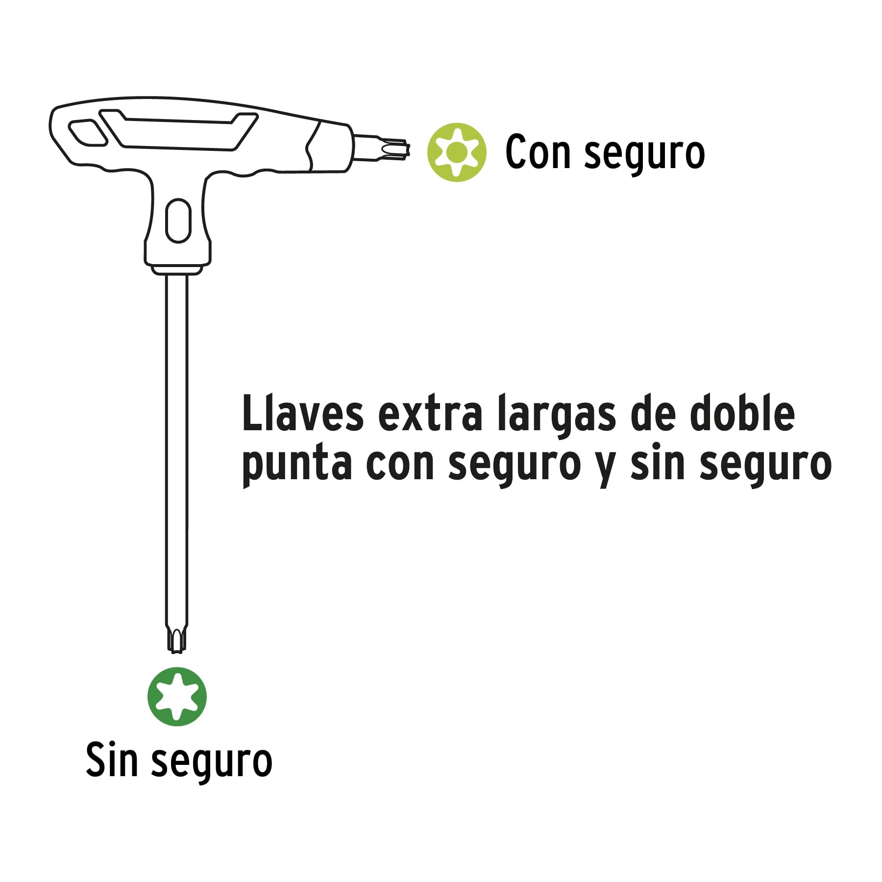 Juego de 8 llaves torx extralargas con mango T, Truper