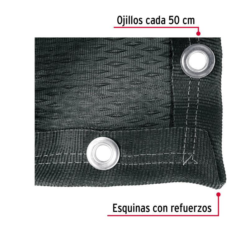 Toldo negro de 5 m de polietileno 80% sombra,  ancho 3.60 m