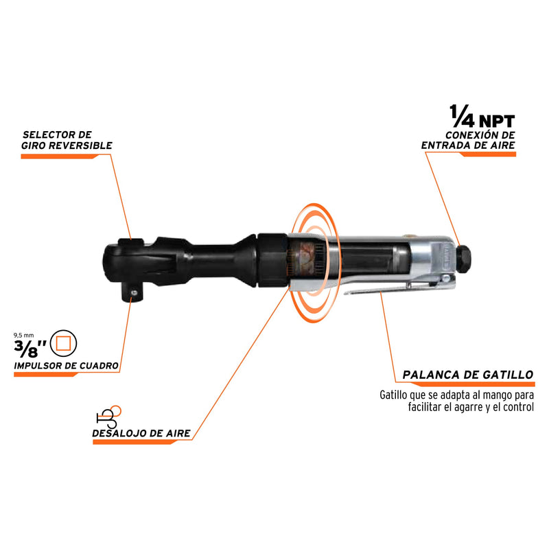 Matraca neumática 3/8",  Truper