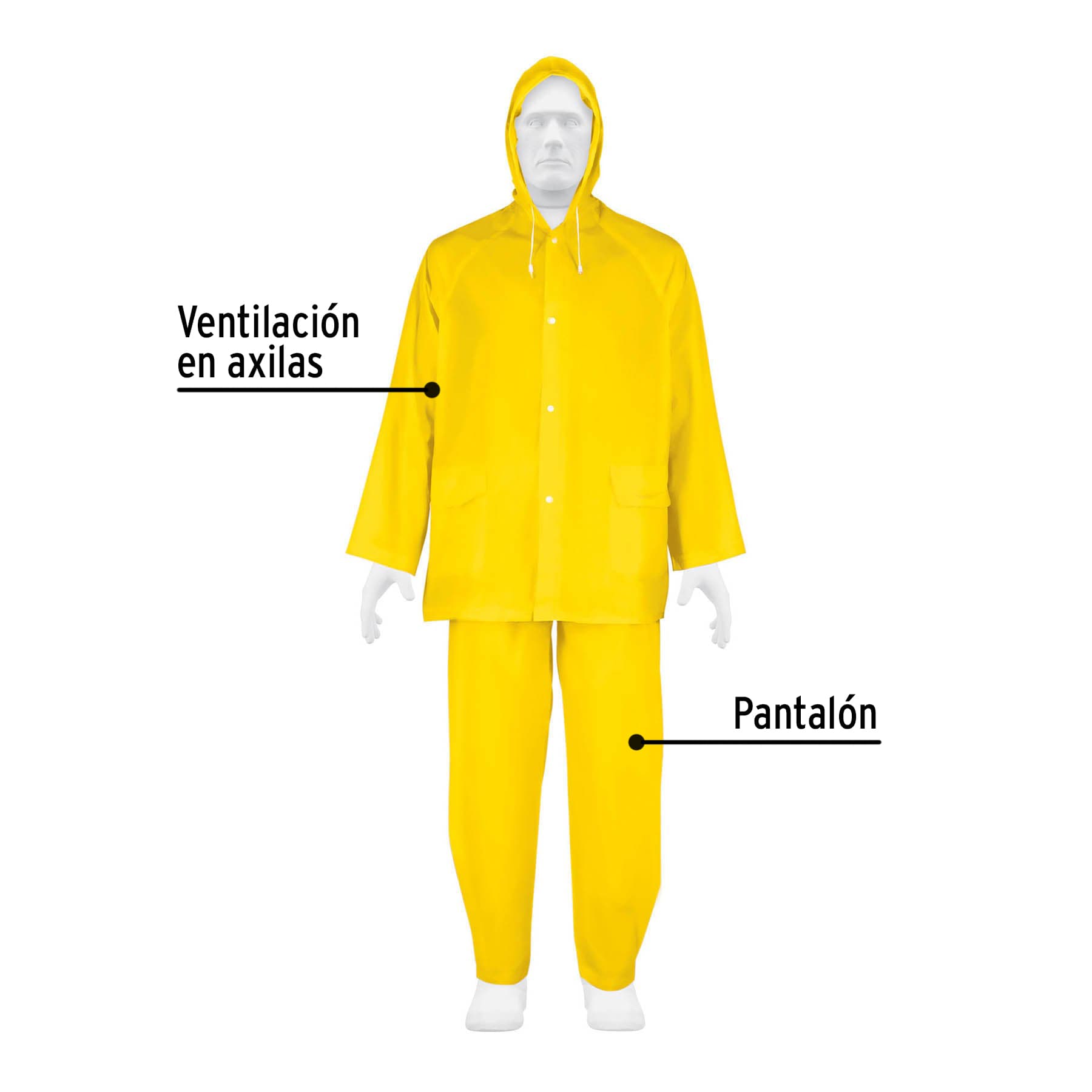 Conjunto impermeable ligero de PVC, talla M, Pretul