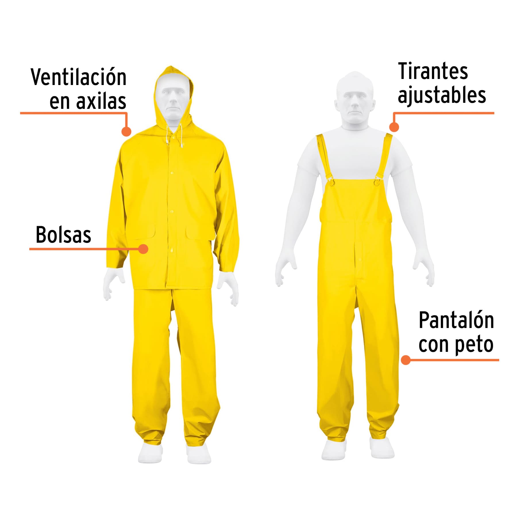 Conjunto impermeable triple capa, talla M, Truper Expert