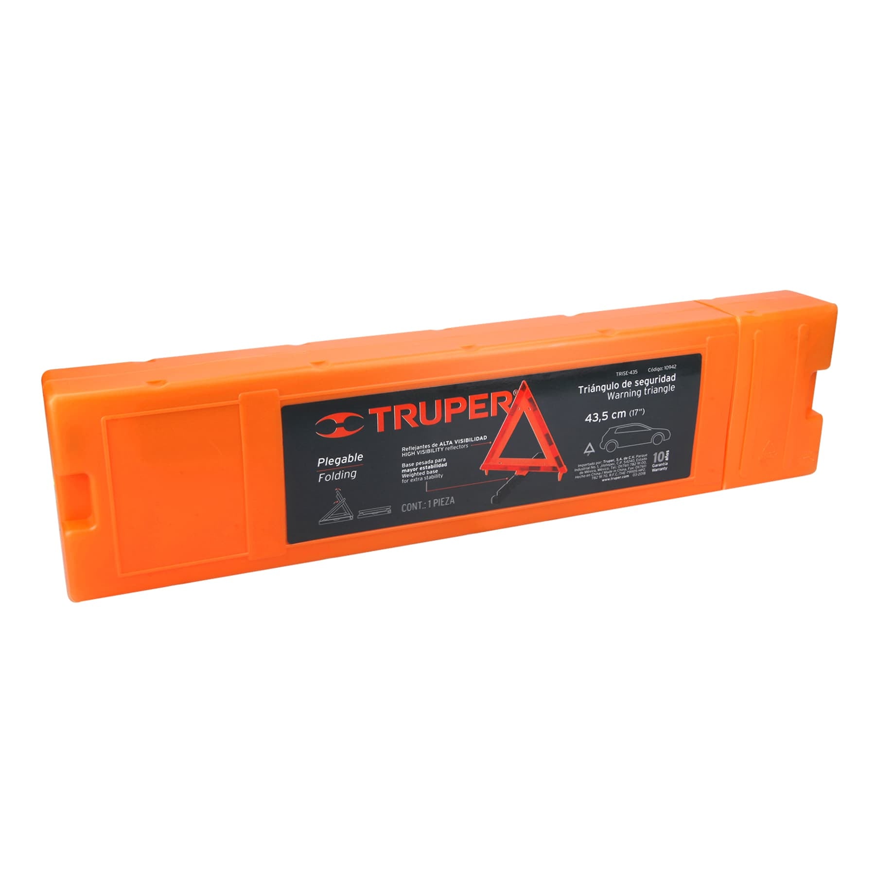 Triángulo de seguridad, 17", con estuche plástico, Truper