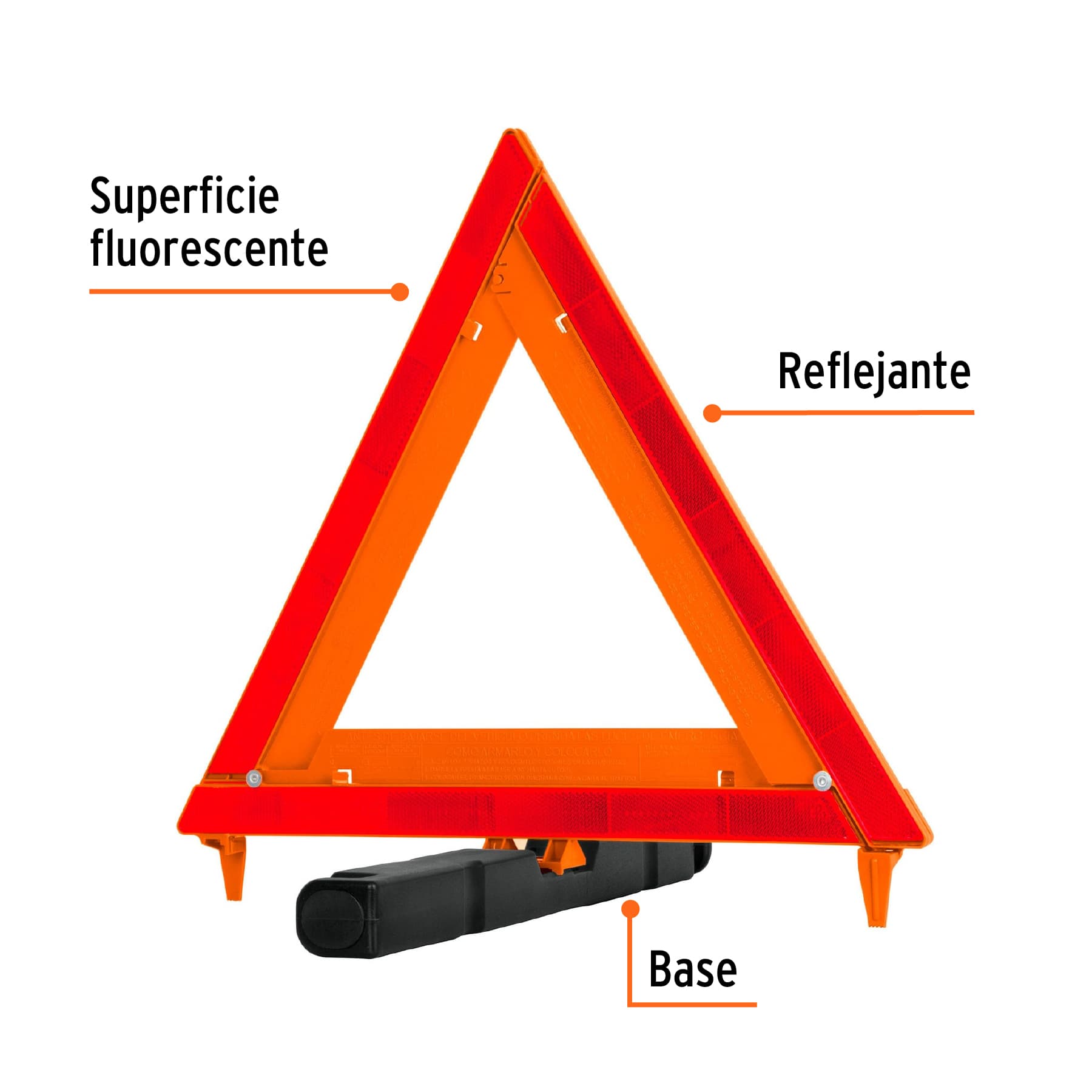 Triángulo de seguridad, 17", con estuche plástico, Truper
