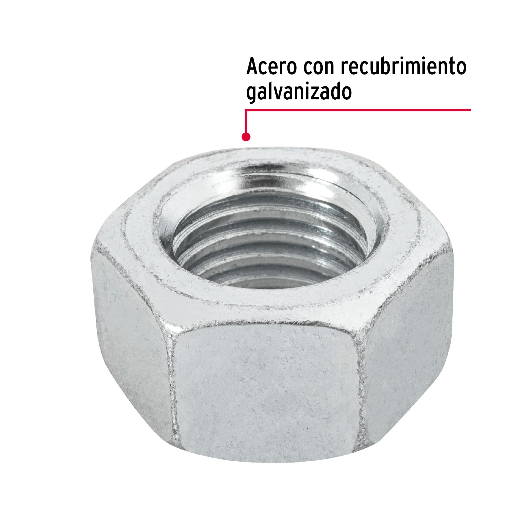 Bolsa con 15 tuercas 3/4" hexagonales de acero galvanizado