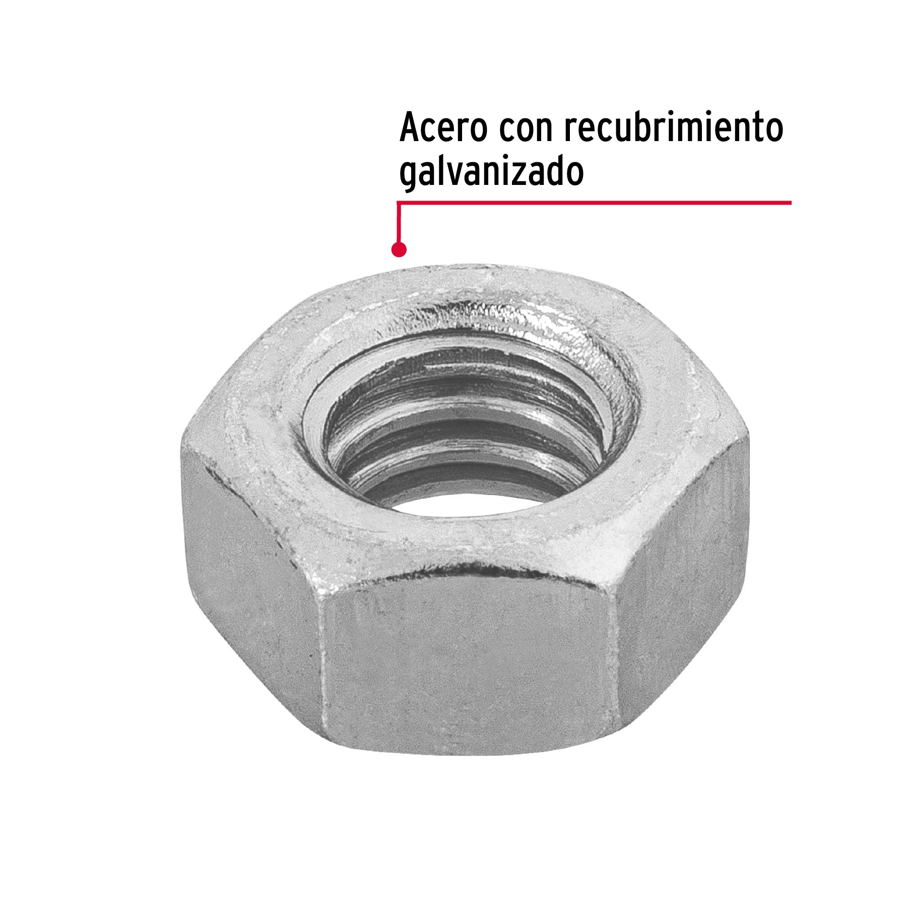 Bolsa con 150 tuercas 5/16" hexagonales de acero galvanizado
