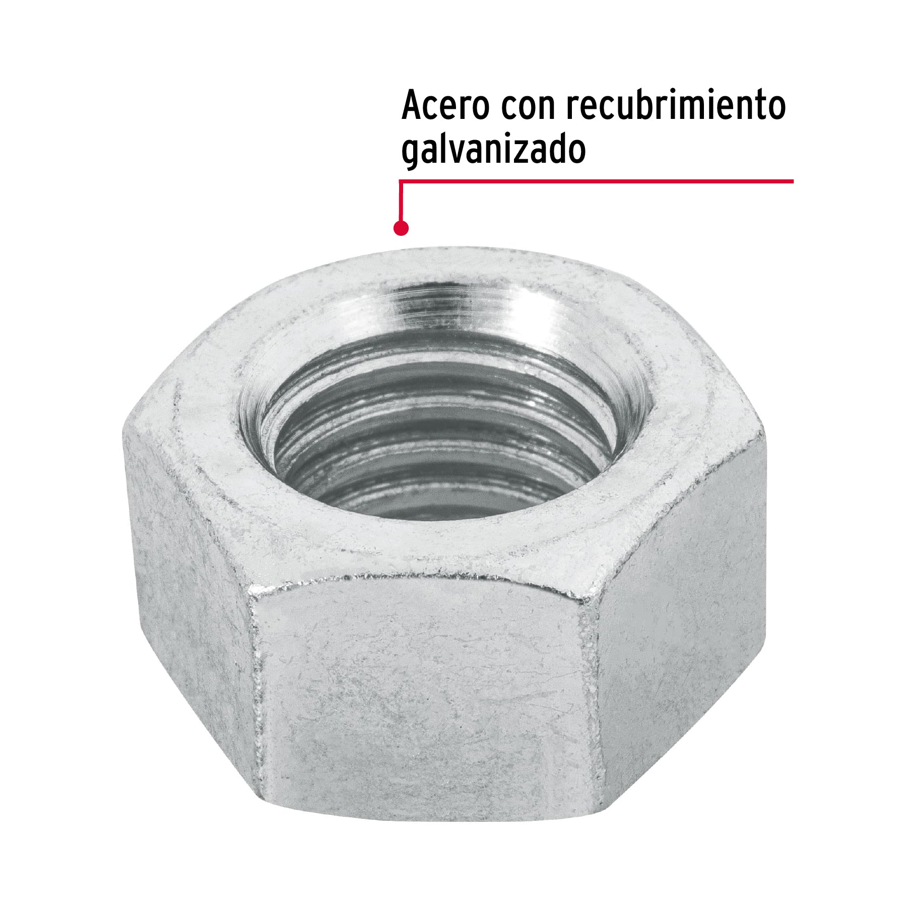 Bolsa con 25 tuercas 5/8" hexagonales de acero galvanizado