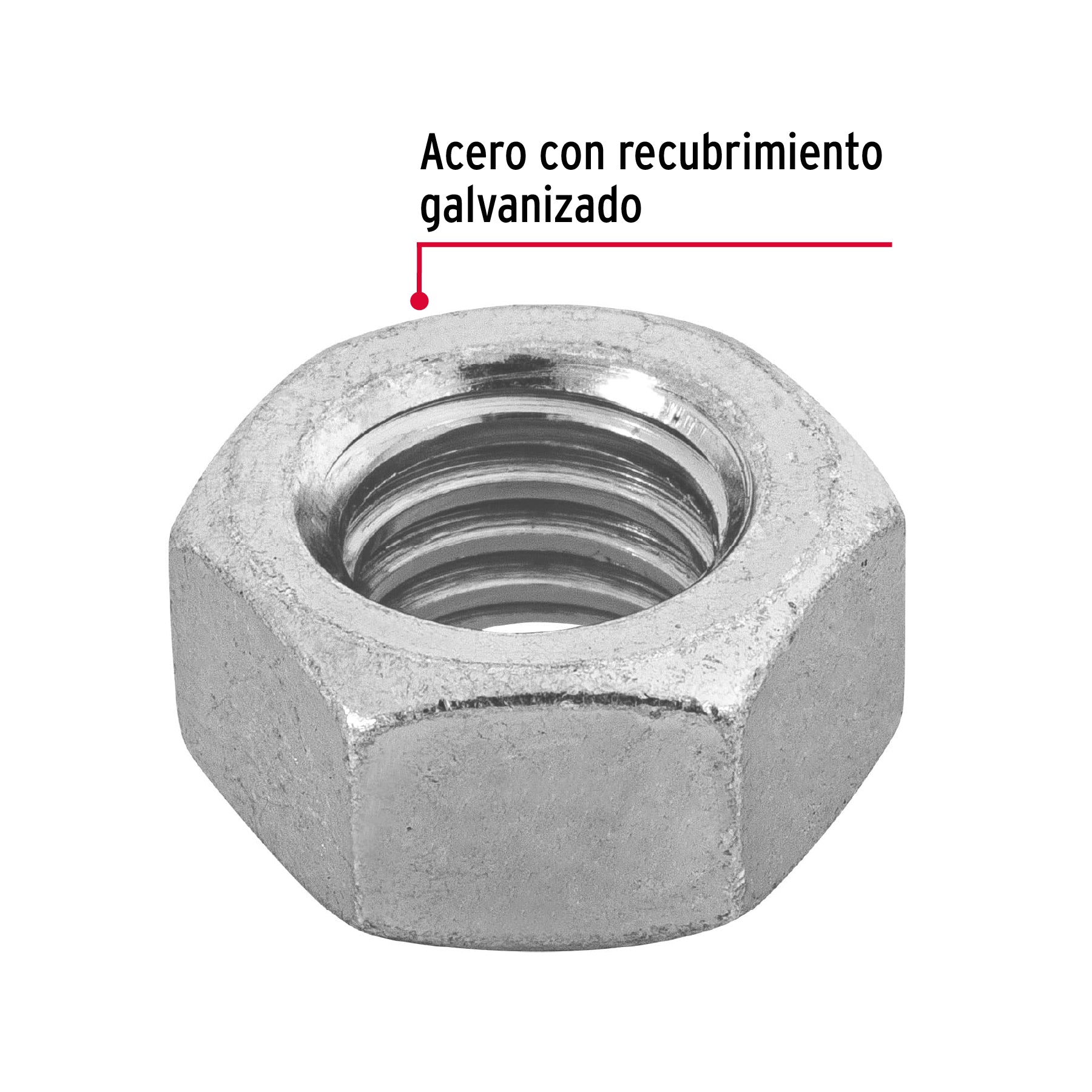 Bolsa con 60 tuercas 7/16" hexagonales de acero galvanizado