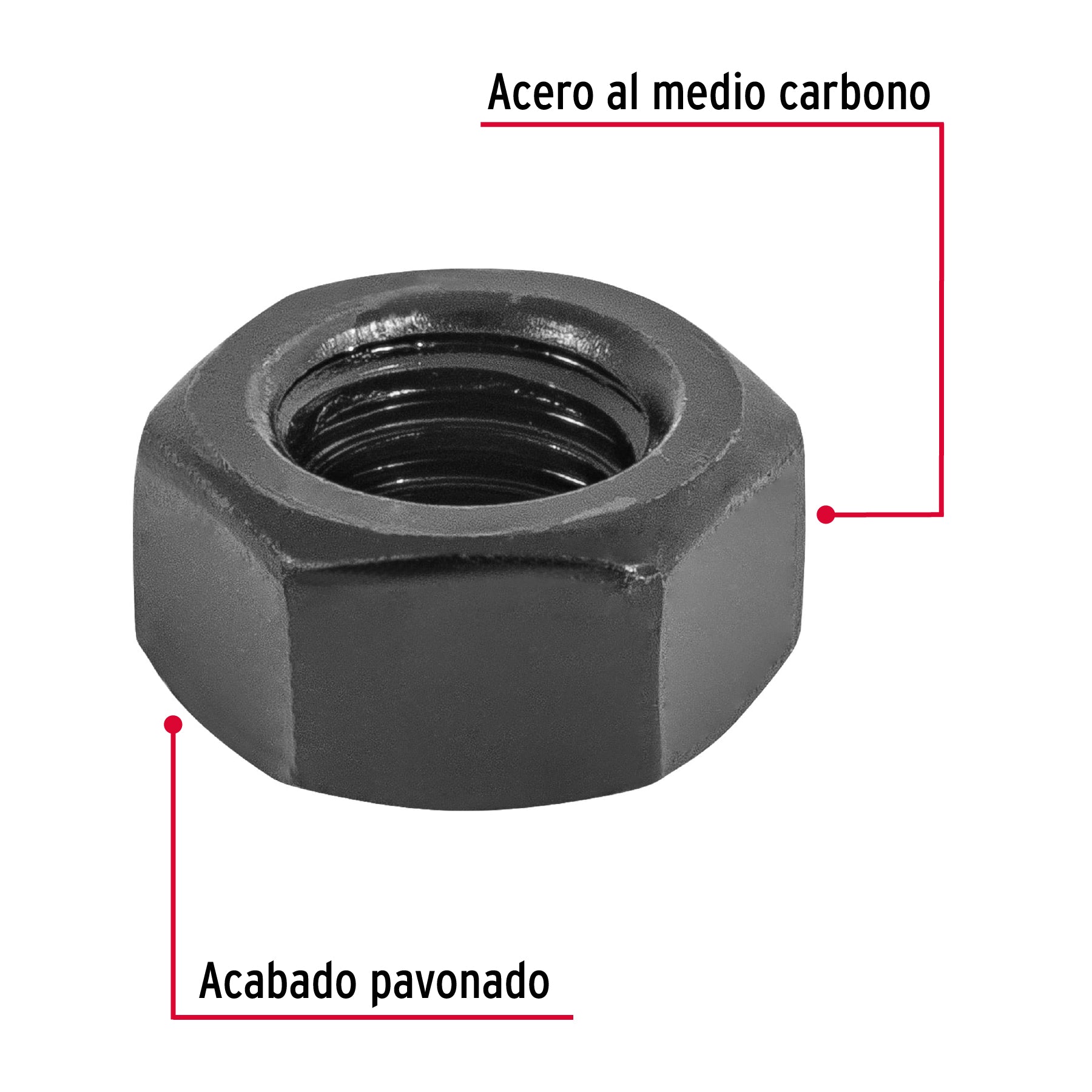 Bolsa con 150 tuercas 5/16" hexagonales pavonadas, grado 5