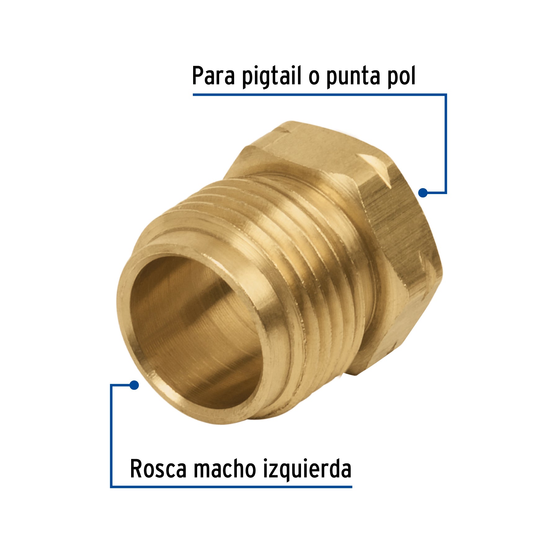 Tuerca izquierda de latón 7/8" a granel, Foset