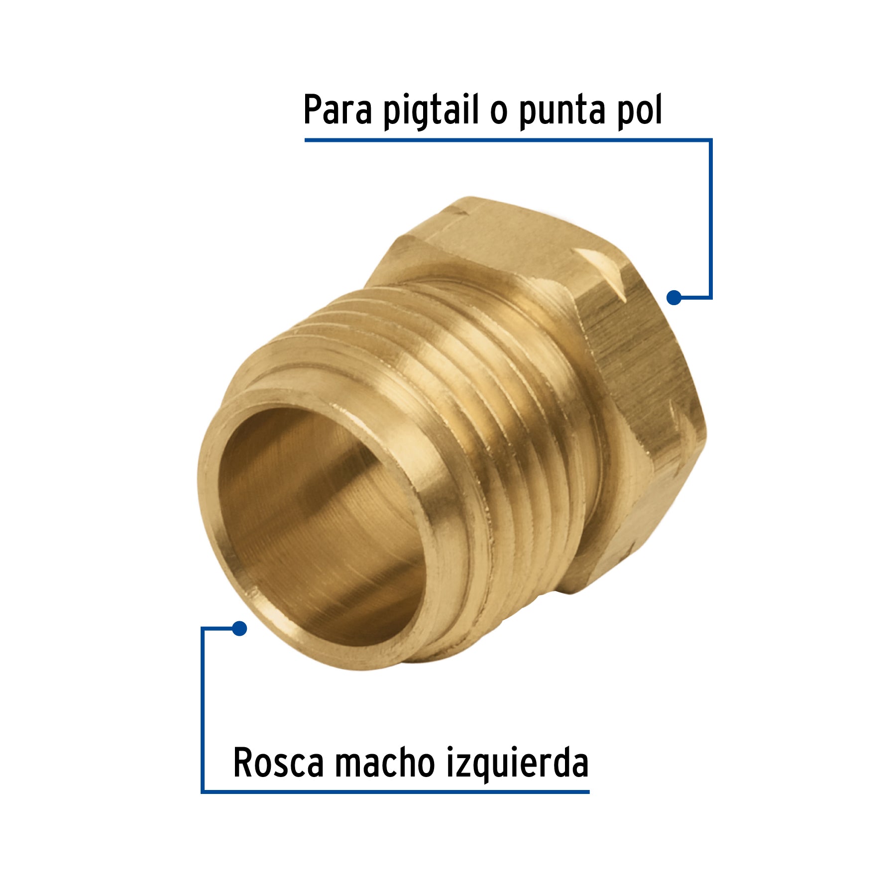 Tuerca izquierda de latón 7/8" en bolsa, Foset