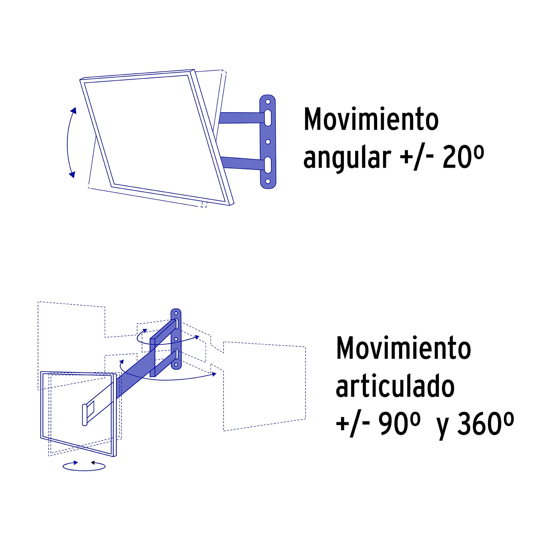 Soporte para pantallas 23" a 42" mov. angular y articulado