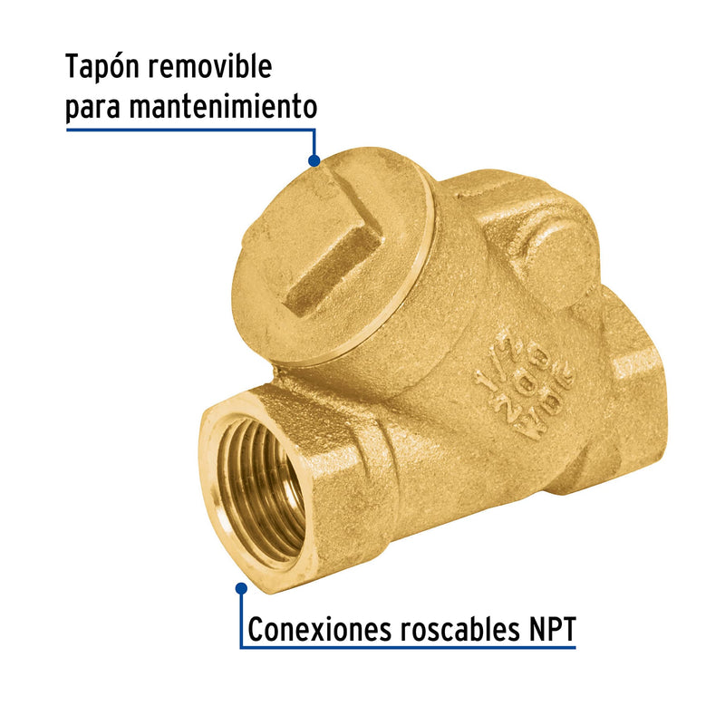 Válvula check de latón de 1/2",  Foset