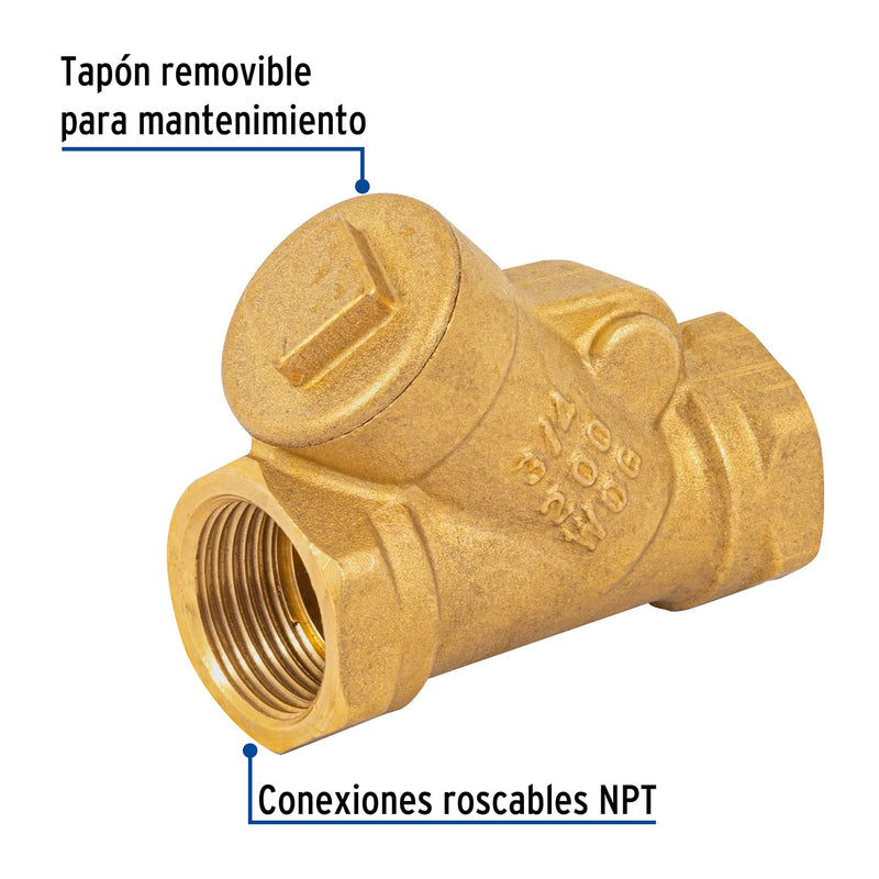 Válvula check de latón de 3/4",  Foset