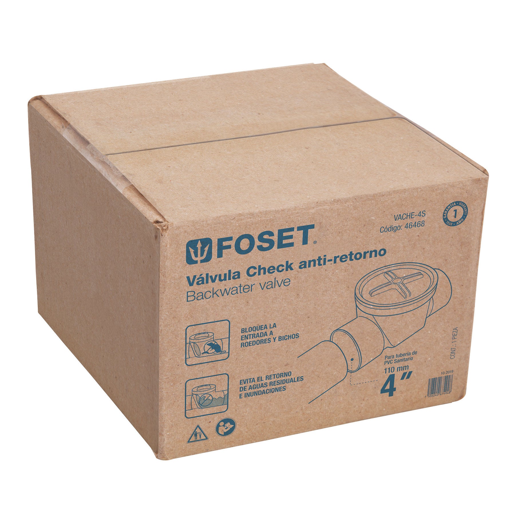 Válvula antirretorno de ABS de 4", Foset