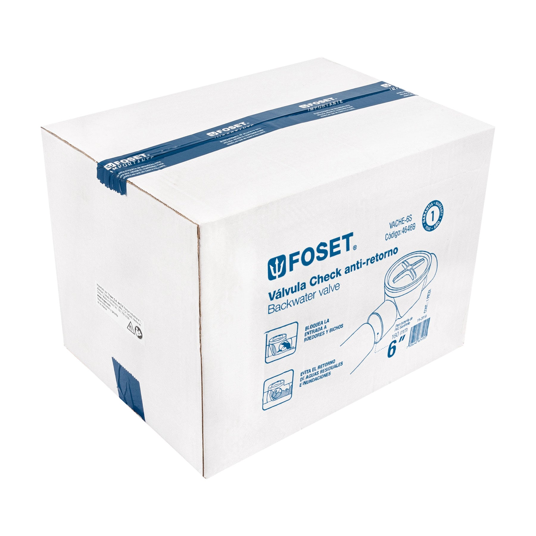 Válvula antirretorno de ABS de 6", Foset