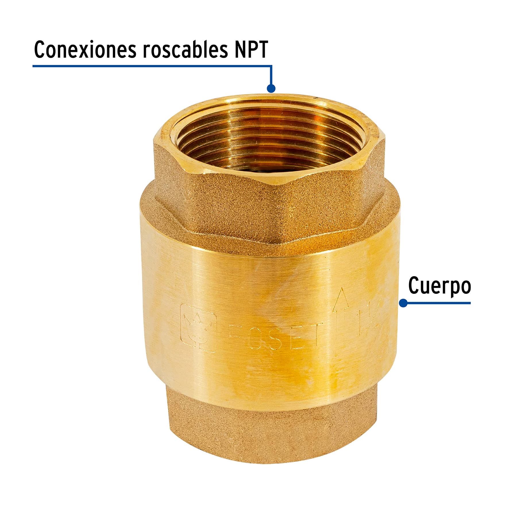 Válvula de retención de latón de 1 1/4", Foset
