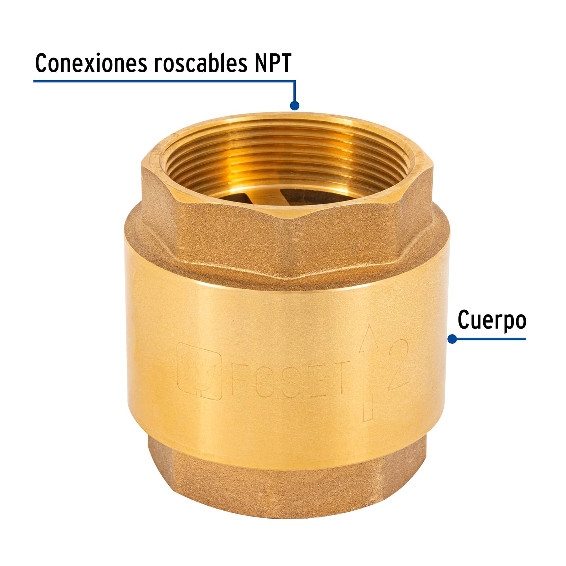Válvula de retención de latón 2", Foset