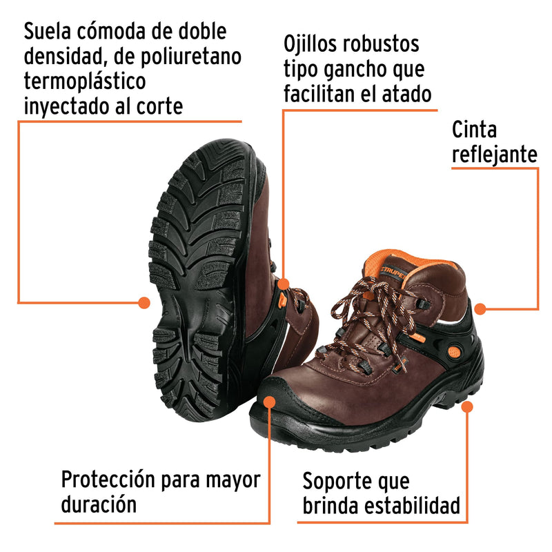 Bota de seguridad dieléctrica antifatiga café